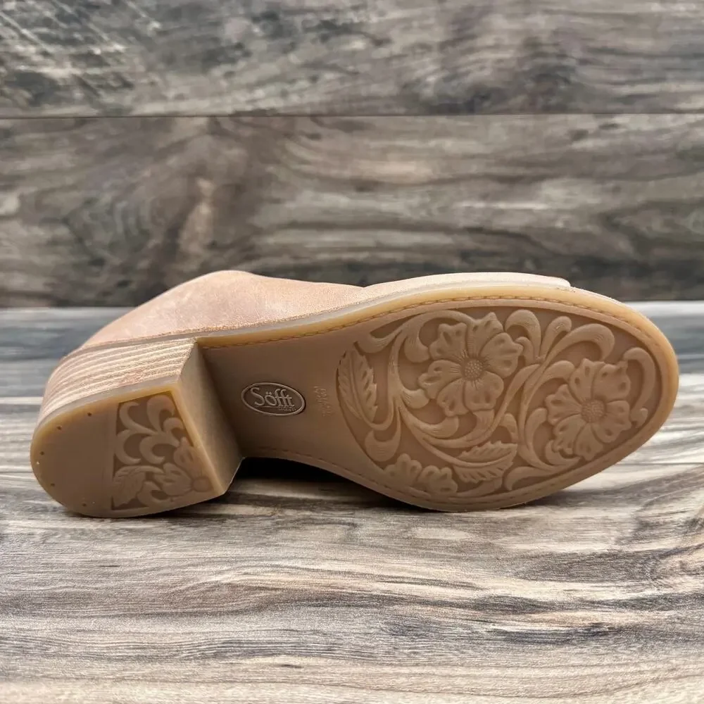 ❌SOLD OUT❌NIB Sofft Aneesa 9M Taupe Leather Open Toe Block Heel Slide Sandal - Picture 7 of 10